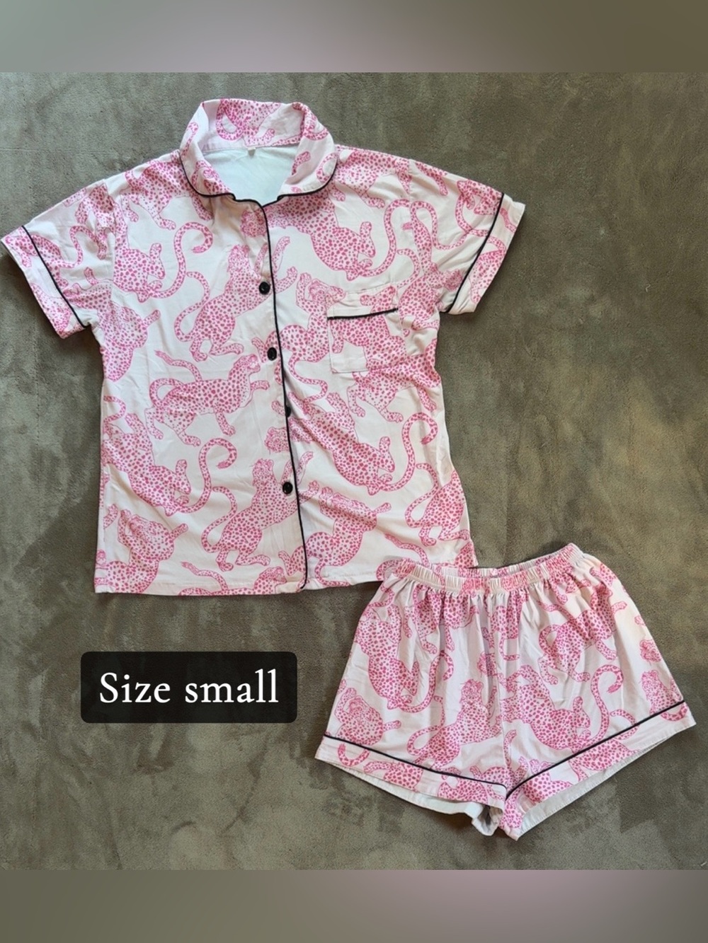 Womens' Pink Leopard Print Short Pajama Set